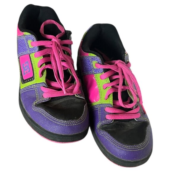 DC Shoes Women’s Destroyer Skate Shoes Sz 6.5 Neon Green Pink Purple Retro Y2K - Picture 2 of 8